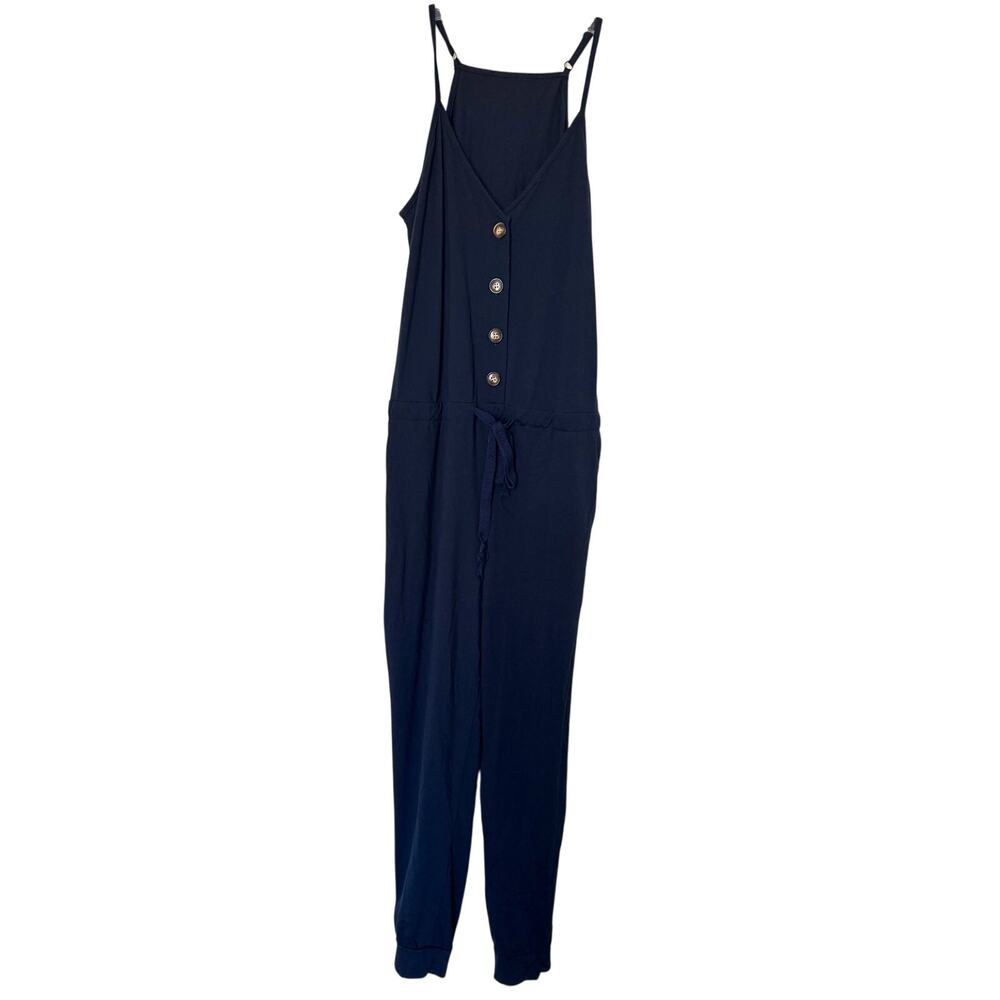 Shein Boho Pocket Jumpsuit Navy Blue Size Small